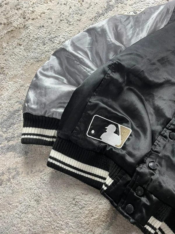 Jaqueta Bomber Majestic New York Yankees vintage dos anos 90 Cinza Preto Tamanho M – photo 7
